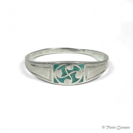 Anillo Lauburu niños/as fondo verde