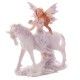 Hada lila brillante floral y figuras de unicornio