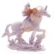 Hada lila brillante floral y figuras de unicornio