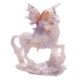 Hada lila brillante floral y figuras de unicornio