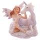 Hada lila brillante floral y figuras de unicornio
